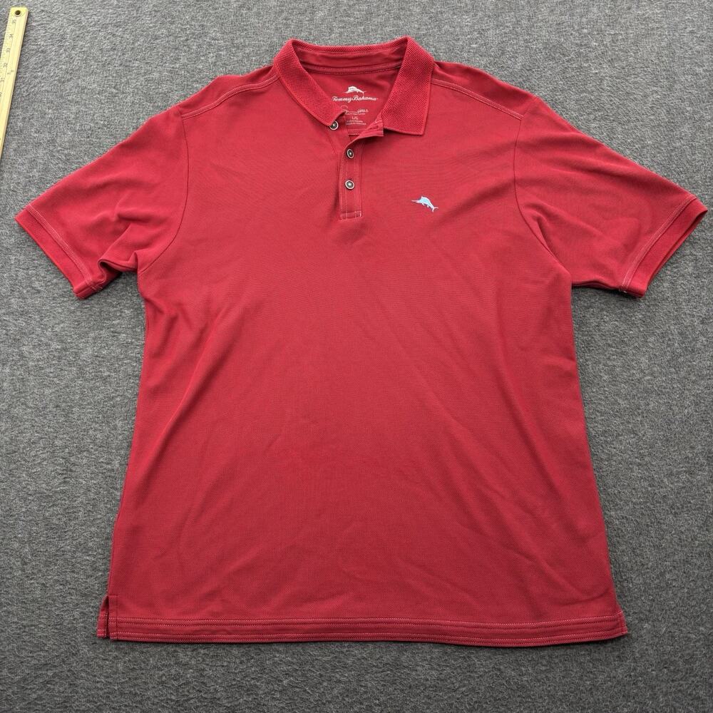 Tommy Bahama Men's Size Large Seacoast Polo Shirt Red Logo Supima Cotton GUC